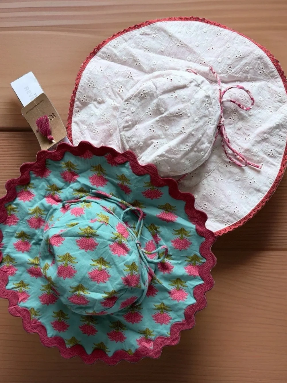 Lot of 2 YO BABY Sun Hats Girls Toddler OS Boho Prints Reversible Floppy Hat NWT